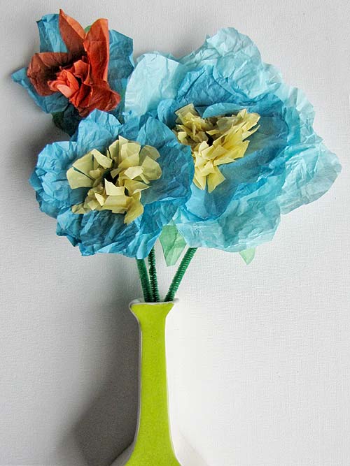 paper flowers how to make. easy tissue paper flowers.