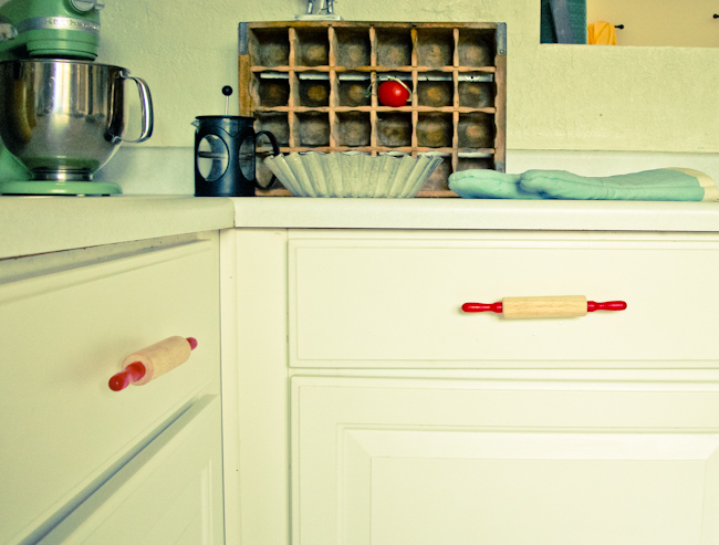 Project ReStyle:  Rolling Pin Drawer Handles